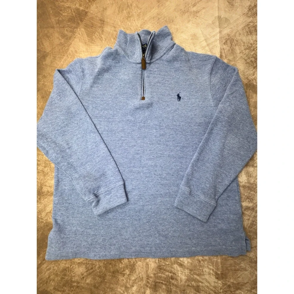 Ralph Lauren Long Sleeve 1/4 Zip Mock Neck Sweater Light Blue L